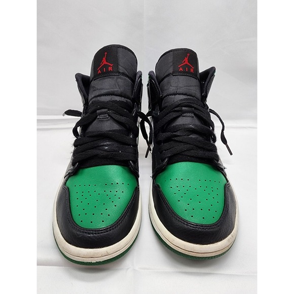 Air Jordan 1 Mens Sneaker Shoes Athletic Lace Up Mid Black Pine Green Size 8 - Picture 2 of 9